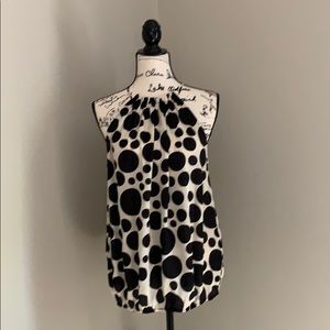 Black and cream sleeveless polkadot top
